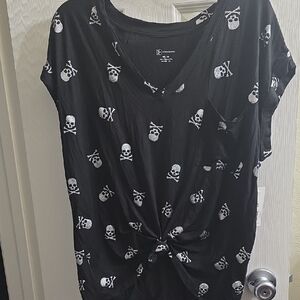 No Boundaries Black Skull Print Short Sleeve Tee Size XXL